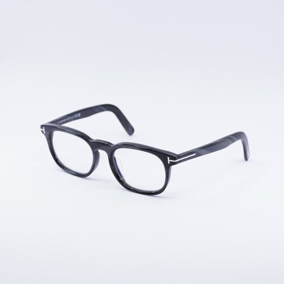 Tom Ford FT5930-D-B 063 Eyeglasses Black Horn 52mm Rectangle Frame - Picture 1 of 9